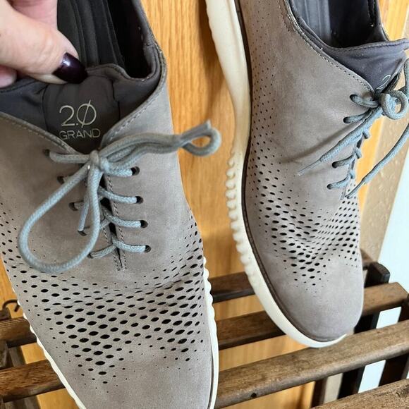 COLE HAAN Zero Grand 2.0, perforated leather gray Men's size 10 1/2 - Picture 6 of 9